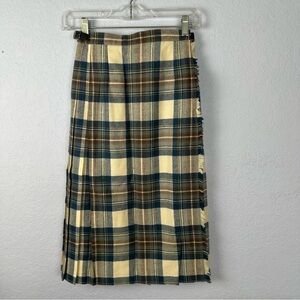 Vintage Pitlochry Knitwear Wool Tartan Plaid Pleated Skirt Scotland